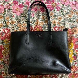 Kate Spade Black Leather Handbag Tote Laptop Purse